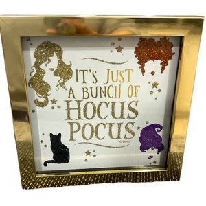 Disney Hocus Pocus Glitter Gold Shadow Box 8x8” Halloween Decor NWT